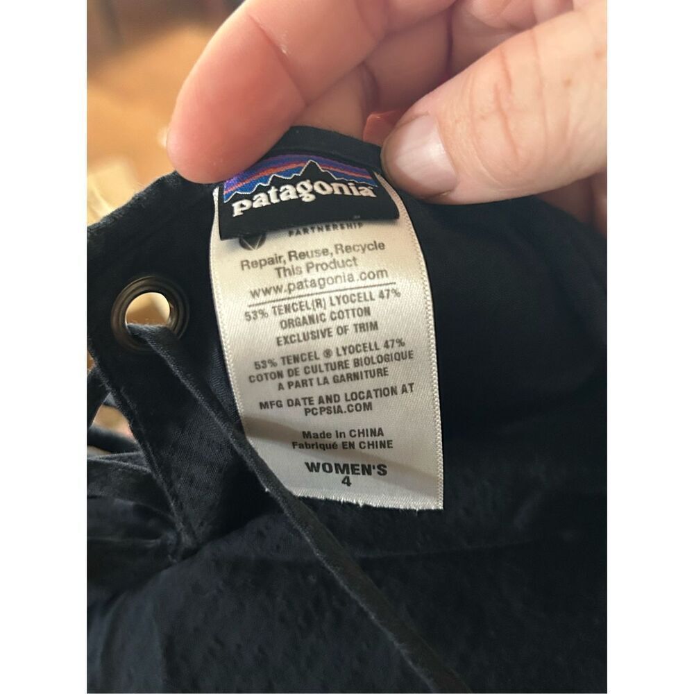Patagonia Dress Womens 4 Black Excellent Tencel Organic Cotton Tiered V-Neck - Picture 4 of 6
